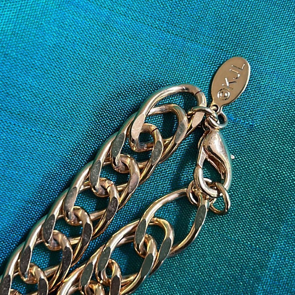 VTG signature Kenneth Jay Lane double link Gold Color Necklace - Picture 4 of 5